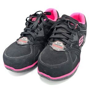Sketchers Womens Work Synergy Black Pink Sandlot Alloy Toe Safety Shoe Size 9.5